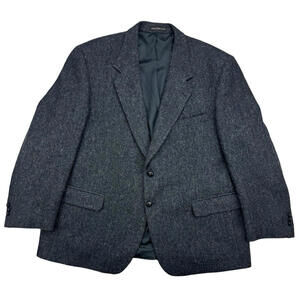 Vintage Harris Tweed Moores Wool Blazer Jacket Blue Grey Size US 48 R